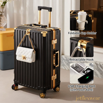 "JetFlexWear Airplane Mode Luxury Travel Luggage — premium travel bag for modern travellers"